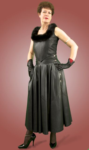 LFBE101_ladies_black_leather_fur_basque_retro_skirt_outfit_main_latest2