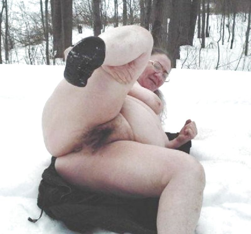 Granny nude in the snow