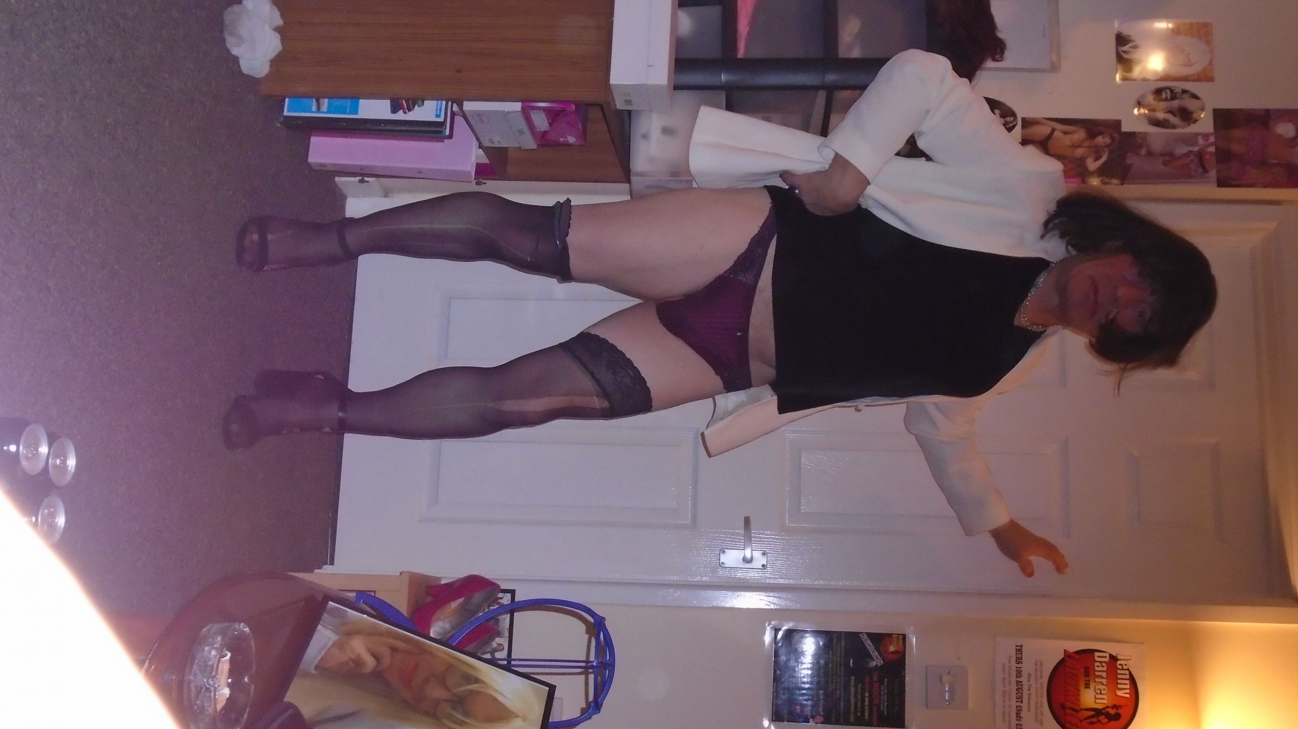 Deena Black dress with whitejacket (11)in knickers SEXY Pose