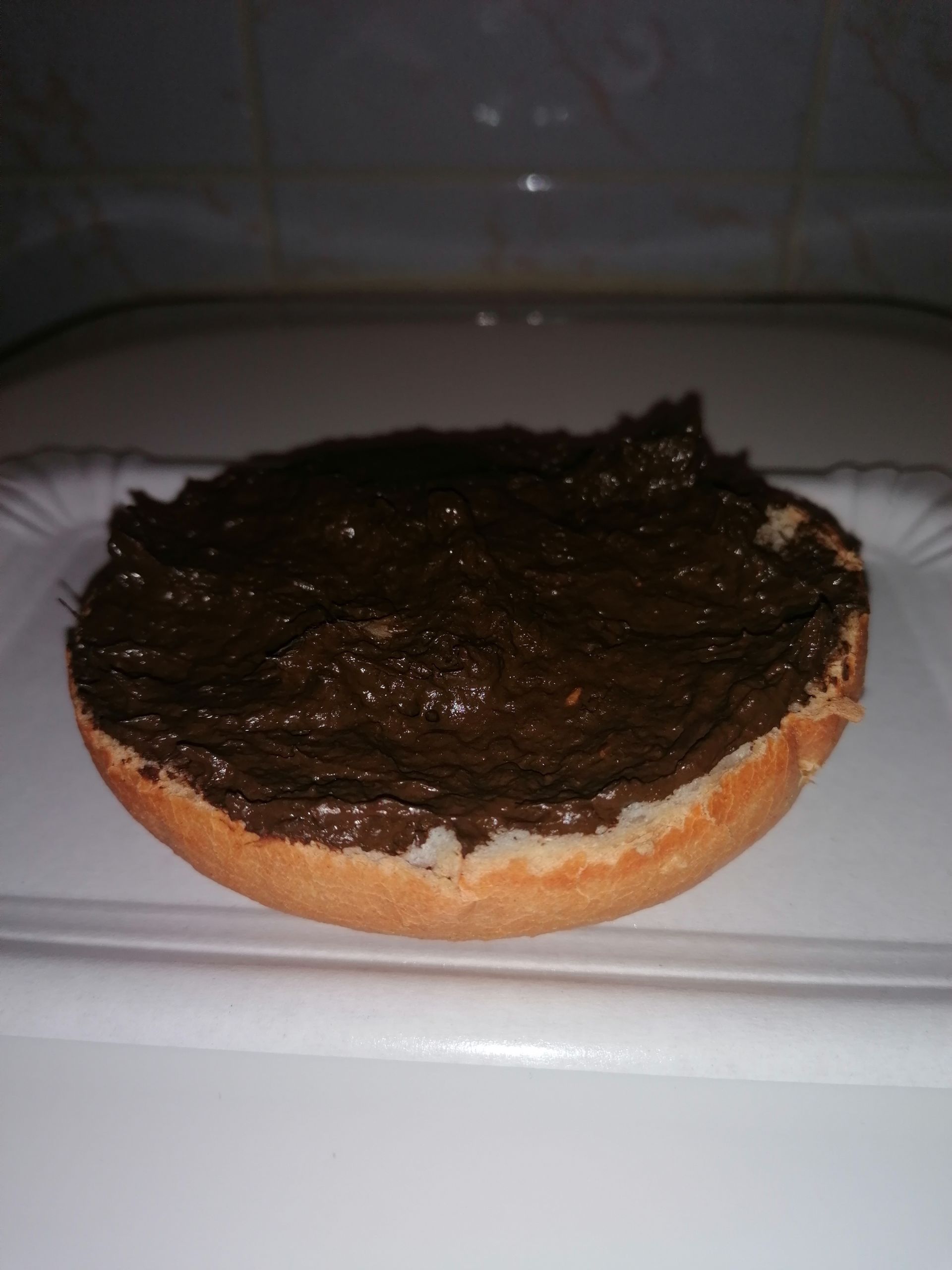 Bread roll with shit looks like Nutella