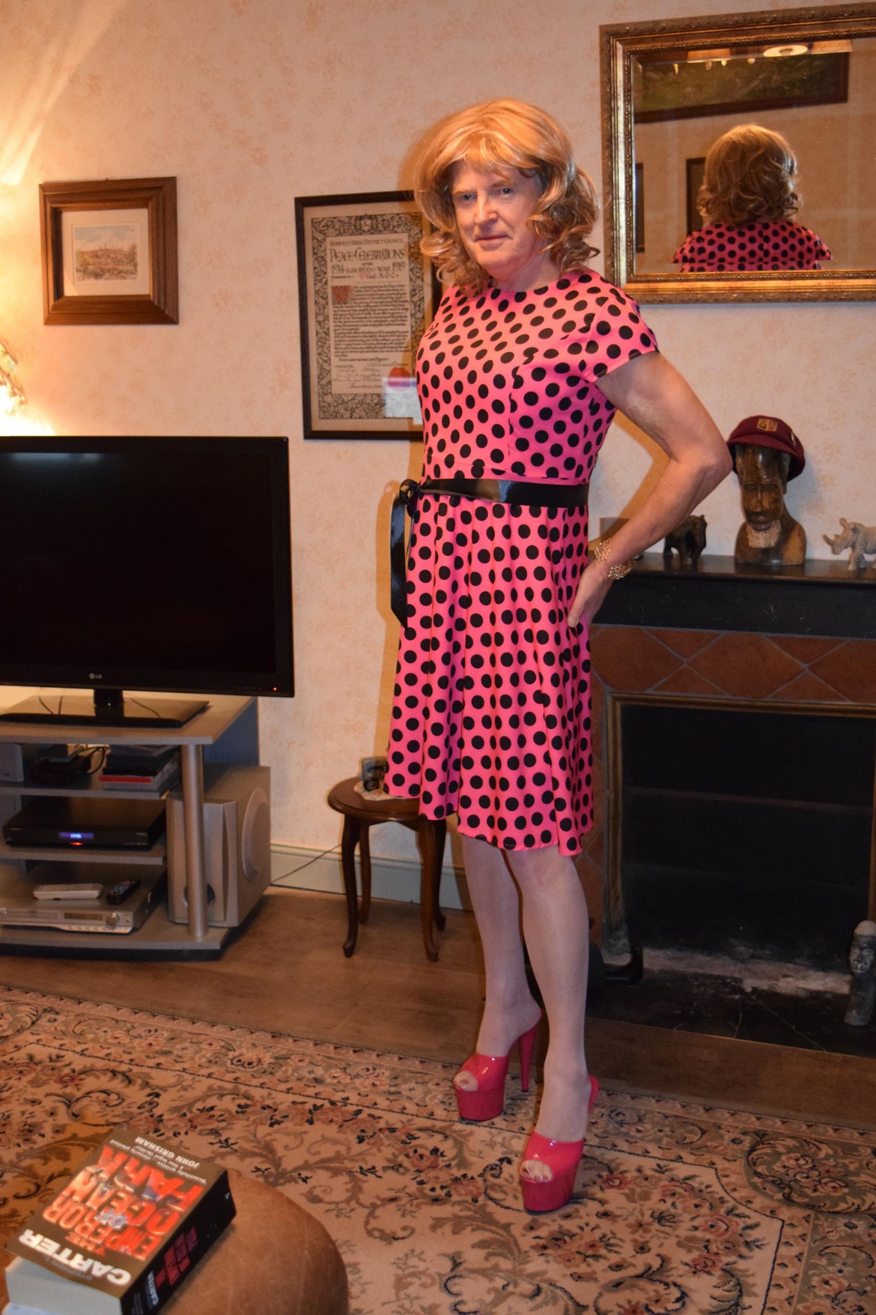 Pink Spotty Dress & Mules (2)