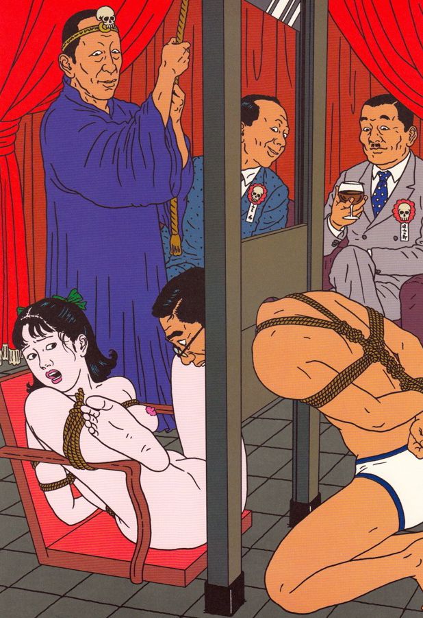 Toshio Saeki japanese weird art slave girl and man