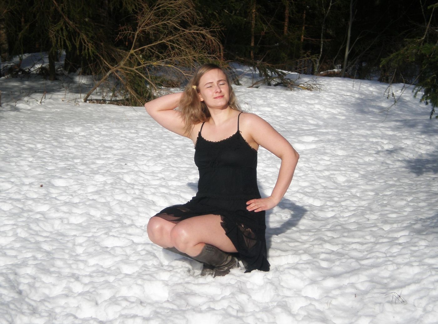 Exposed Posing Outdoors in Winter