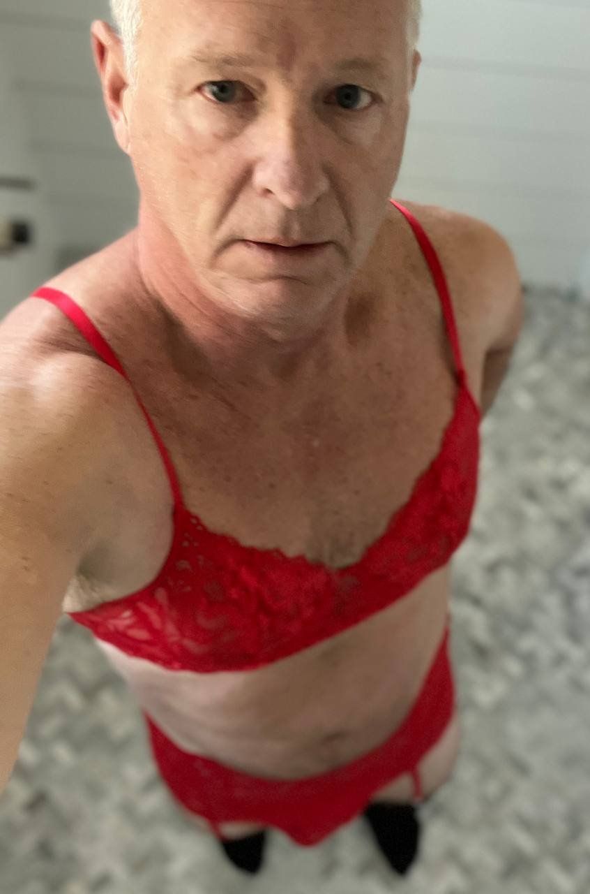 sissy slut steve kuhn red lingerie 5