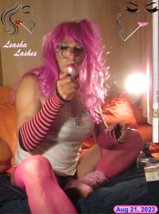 Sissy Violet Smoking - Leasha Lashes 1b