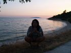 My MILF wife - little evening walk in Croatia - legs open showing cunt, outdoor, public, upskirt 13