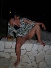 My MILF wife - little evening walk in Croatia - legs open showing cunt, outdoor, public, upskirt 32