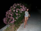 My MILF wife - little evening walk in Croatia - legs open showing cunt, outdoor, public, upskirt 58
