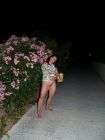 My MILF wife - little evening walk in Croatia - legs open showing cunt, outdoor, public, upskirt 60