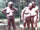 Nude granny and younger friend