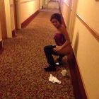 Hotel corridor pee
