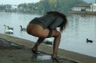 Public pissing girl