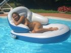 nude in pool boat