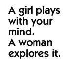 a girl plays with Your mind. a woman explores it