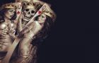 Queen of hearts and king skull tattoo