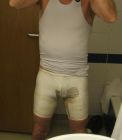 LON2 filthy stinking lycra shorts piss and cumstained bulge