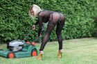 mowing the lawn