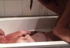 hubby´s shit on her udders