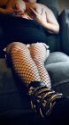 Wife clothes fishnets boots denim shorts (1)