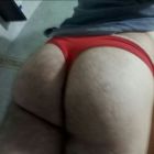 Hairy ass in red